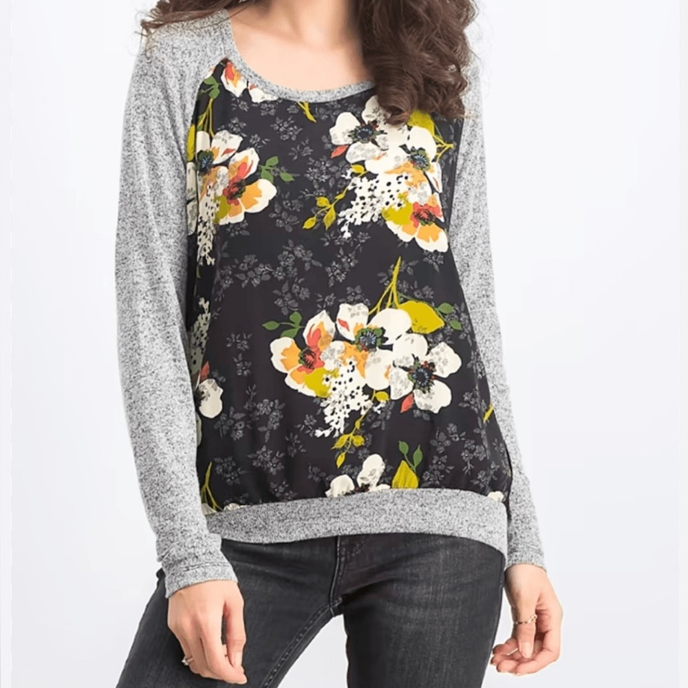 Kut from the Kloth Floral Print Long Sleeve Top Size M